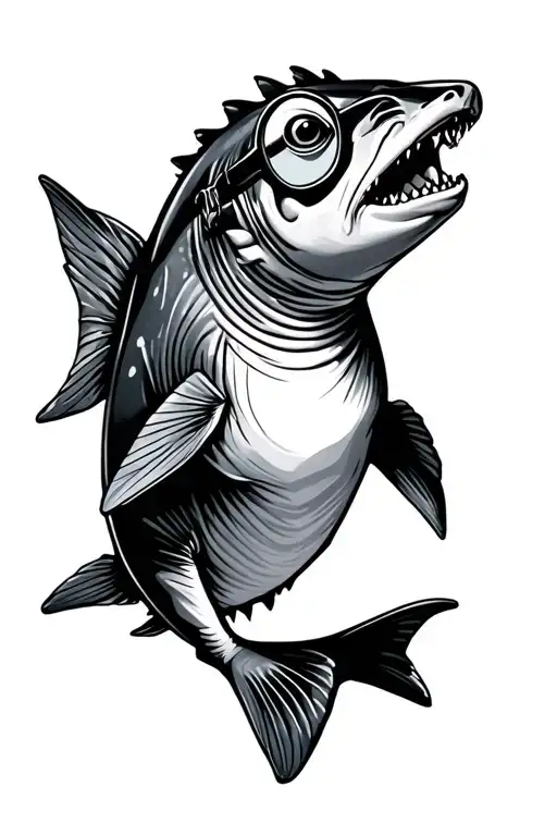 New School Vibrant Colored Female Piranha Wearing Glasses