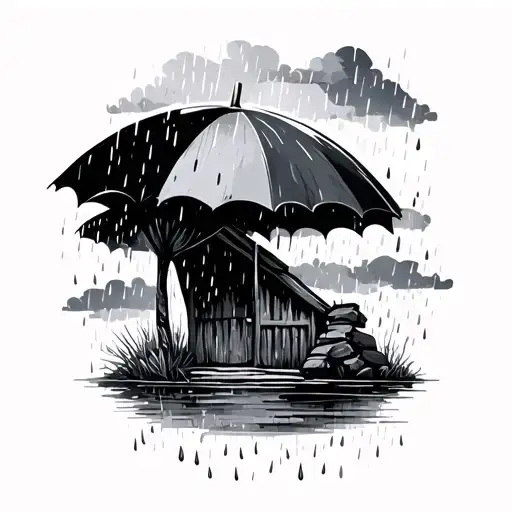 A Sunny Day With Rain Falling