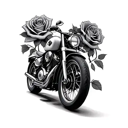 4 Roses Around A Motorbike