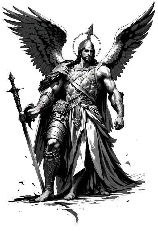 Spartan Warrior And St Michael The Archangel