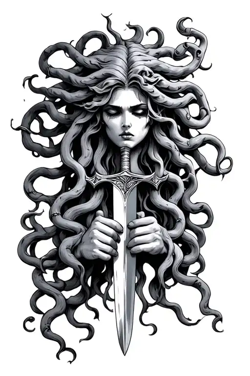 Medusa Holding A Dagger