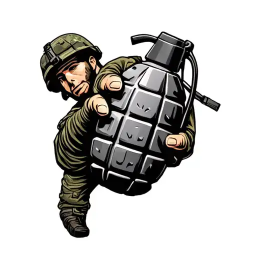 Soldier Holding Grenade