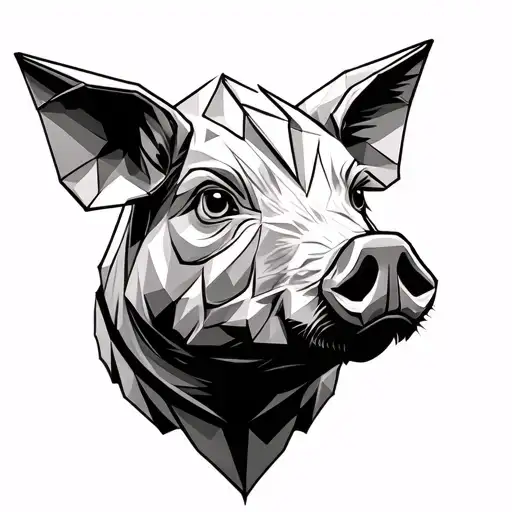 2D Origami Pig Blade Runner Style