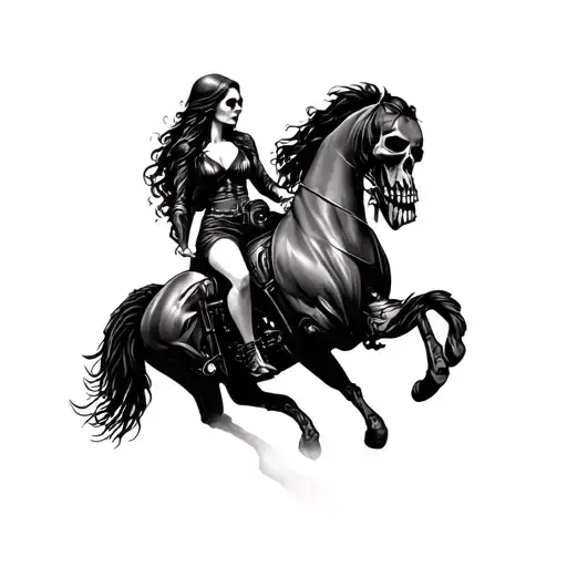 Skull Holding Woman Riding