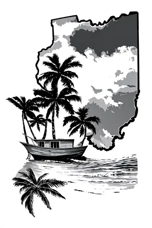 Beach With Ohio And Texas And