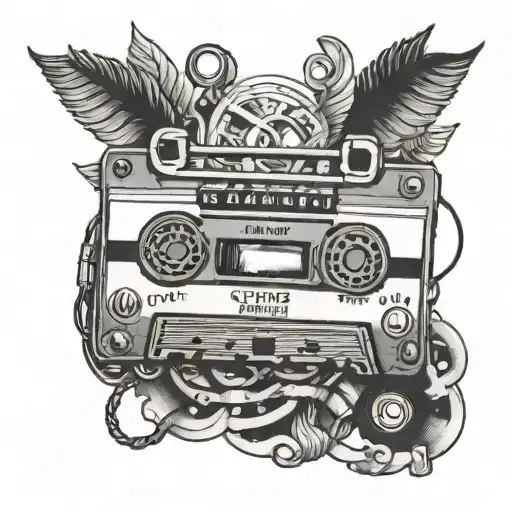 A Tattoo Featuring A Mixtape With Elements Of Black-grey Shading