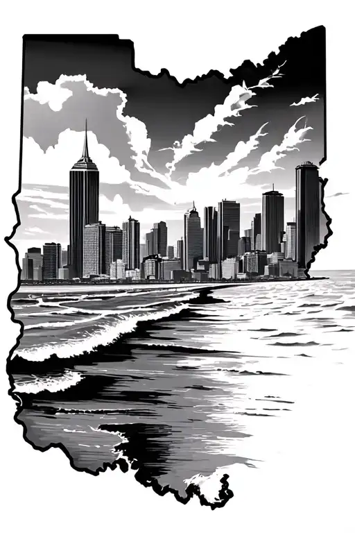 Beach Skyline With Ohio And Texas Seperated