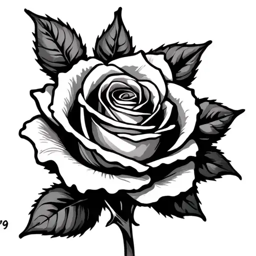 A Rose With Number 69 In Roman Numerals
