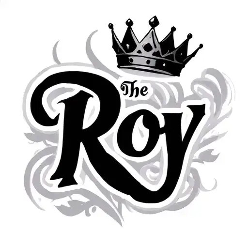 The Name Roy In Cursive With Crown