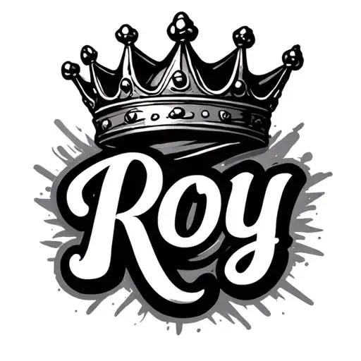 The Name Roy In Cursive With Crown