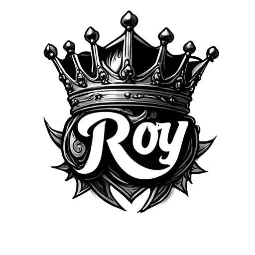 Roy In Cursive With Crown Made Of Money