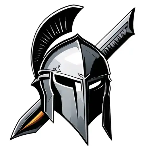 Spartan Warrior Helmet With Sword
