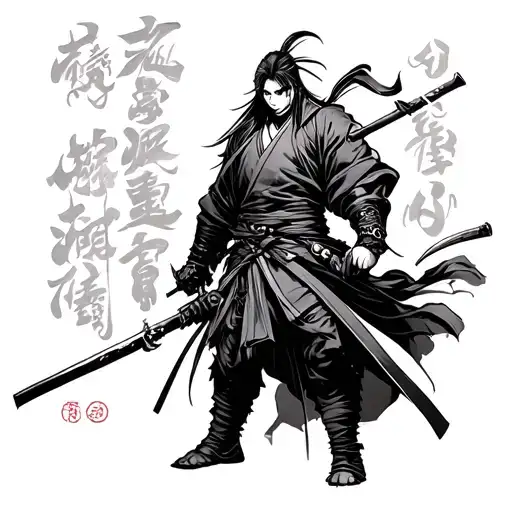 A Japanese Assasin In The Manga Style