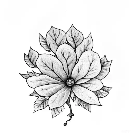 Flowers And Leaves On Branch For Hip