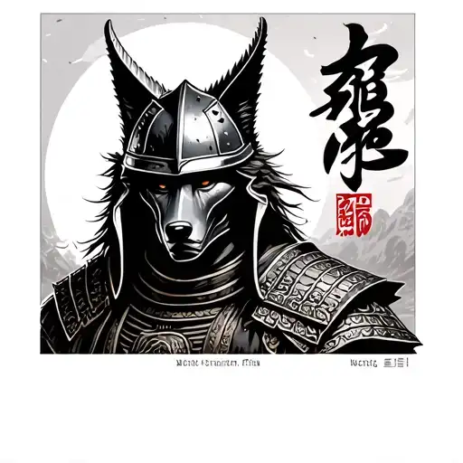 Samurai With Wolf Helmet