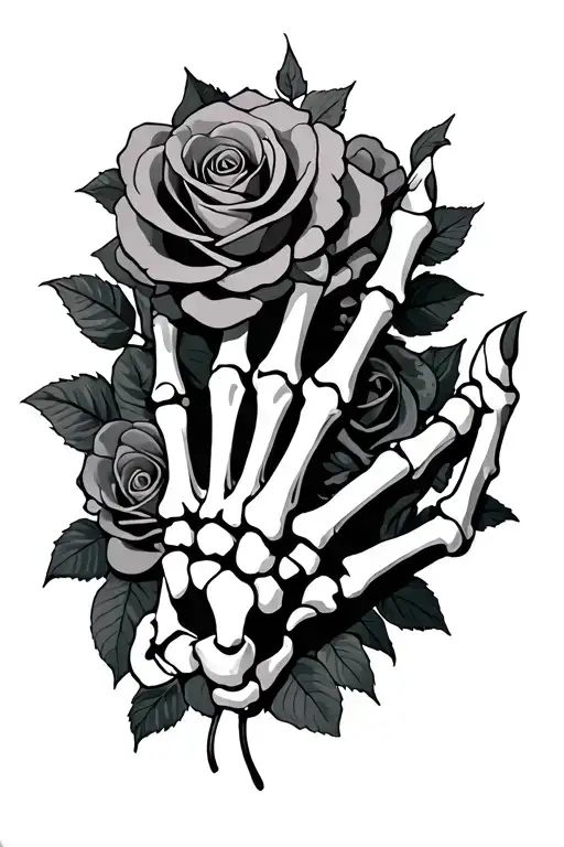 Hand Skeleton And Roses