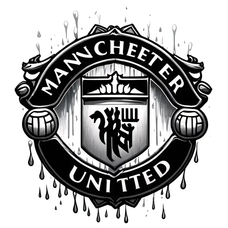 Manchester United Logo Surrounded My Rain