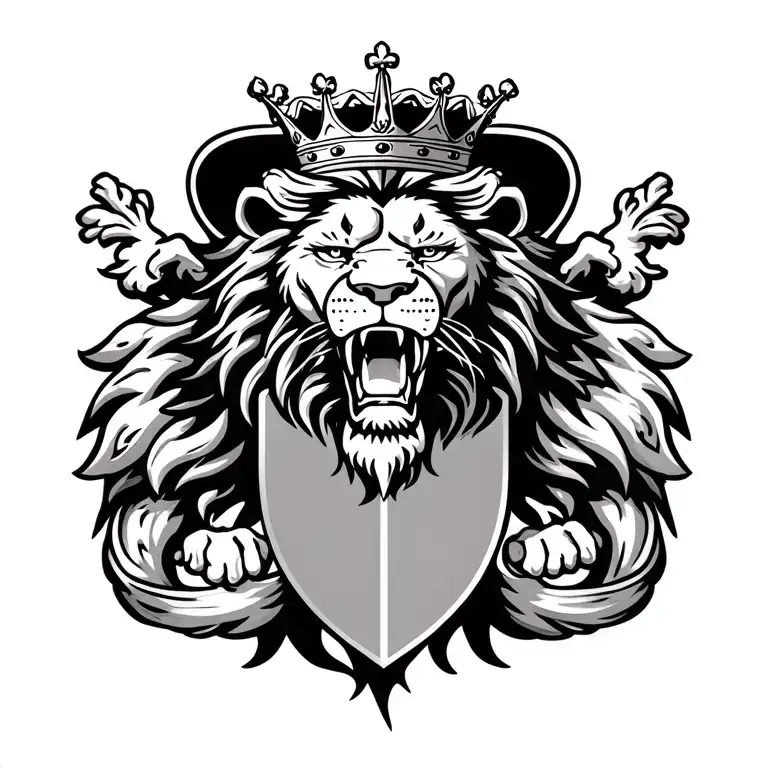 Rasta Lion Roaring On A Crowned Coat Of Arms Royalty Heraldry