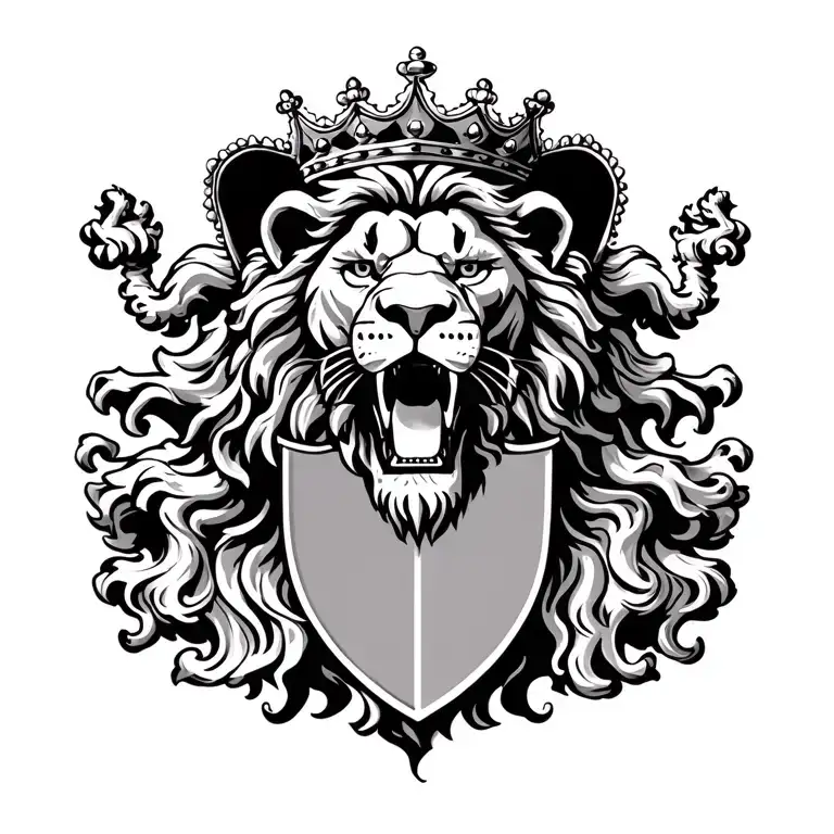 Rasta Lion Roaring On A Crowned Coat Of Arms Royalty Heraldry
