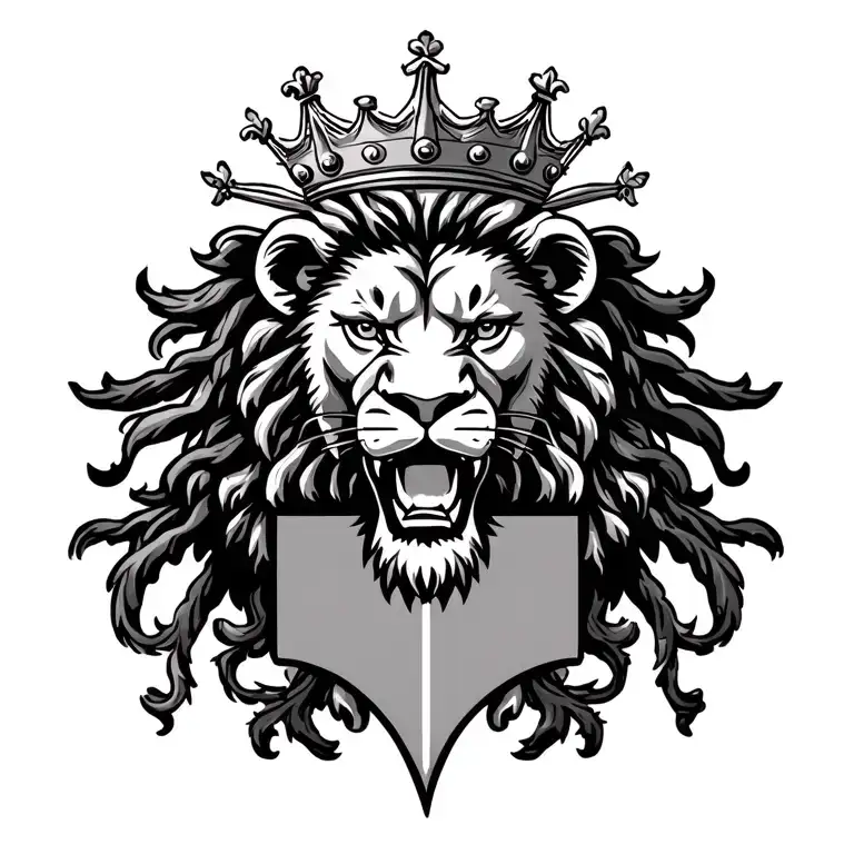 Rasta Lion With Dreads Roaring On A Crowned Coat Of Arms Royalty Heraldry