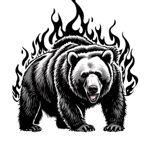 Grizzly Bear On Fire