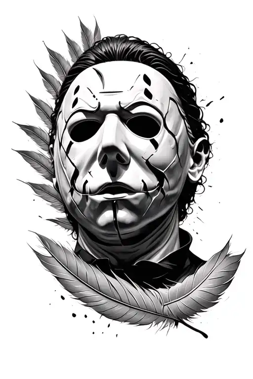 Michael Myers Mask Breaking Up Into Multiple Feathers