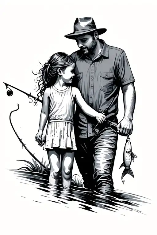 Fishing Dad And Daughter