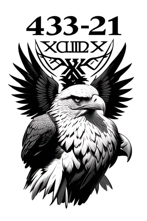 Realistic Eagle With Roman Numerals 4-3-21 Above It