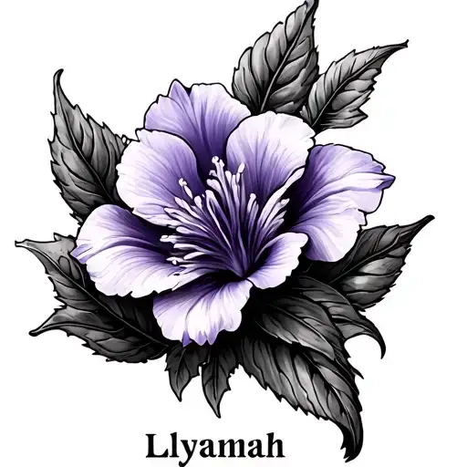 Violet Flower With The Name Lilyanah In The Stem Of The Flower