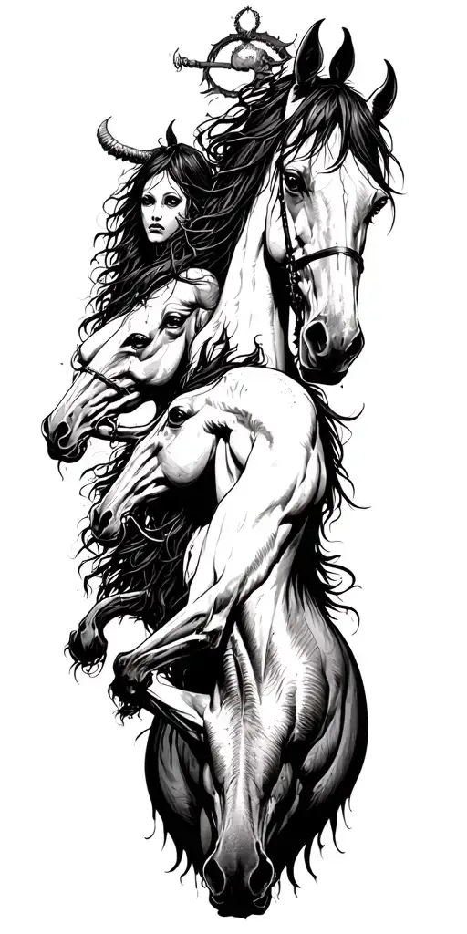 The 4 Horseman Of The Apocalypse In The Style Of Junji Ito