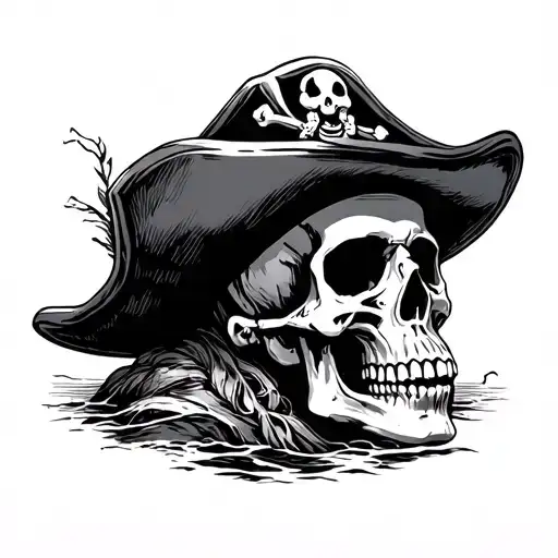 Pirate Skull And Hat Realistic