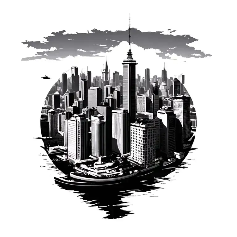 Hong Kong Skyline Silhouette