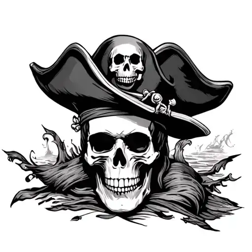 Pirate Skull And Hat Realistic Hand