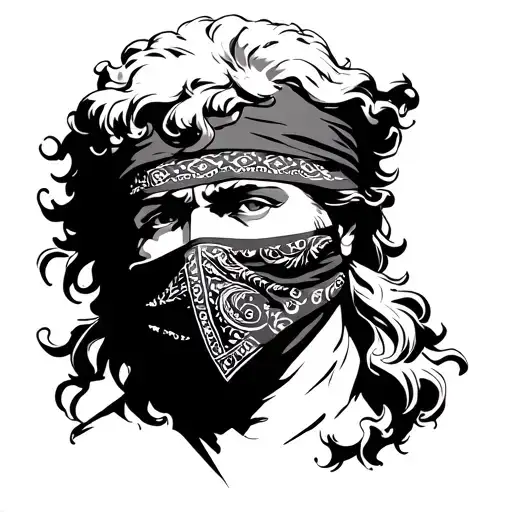 Constantine The Great Flash Tattoo Wearing A Paisley Bandana As A Face Cover