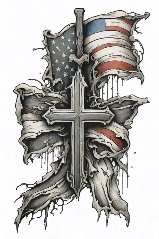 Tattered Flag With Cross I Got Your Six