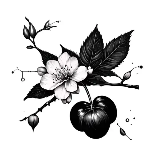 Cherry Blossom And Taurus Zodiac Star Constellation