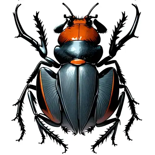 Reddish Brown Stag Beetle With Crime Sene Tape