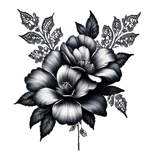 Flowers With Lace Background