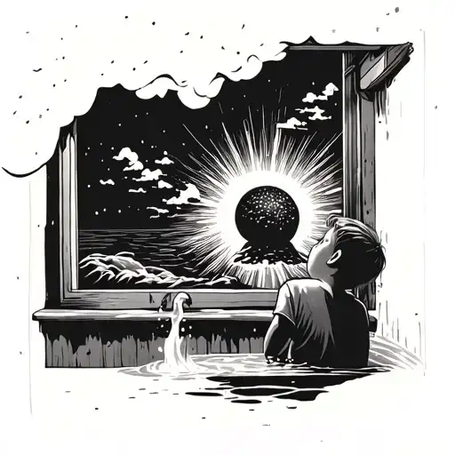 A Child Looking Out The Window Being Bathed By A Sunset