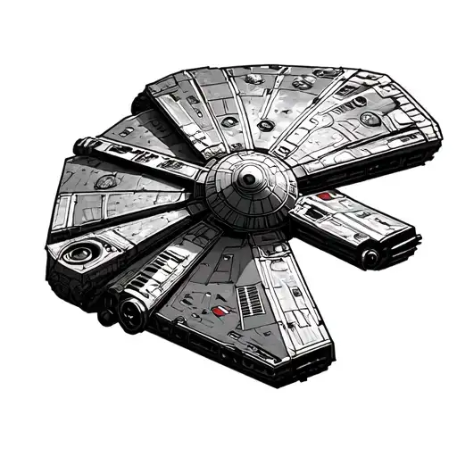 Millennium Falcon Chasing Tie Fighter