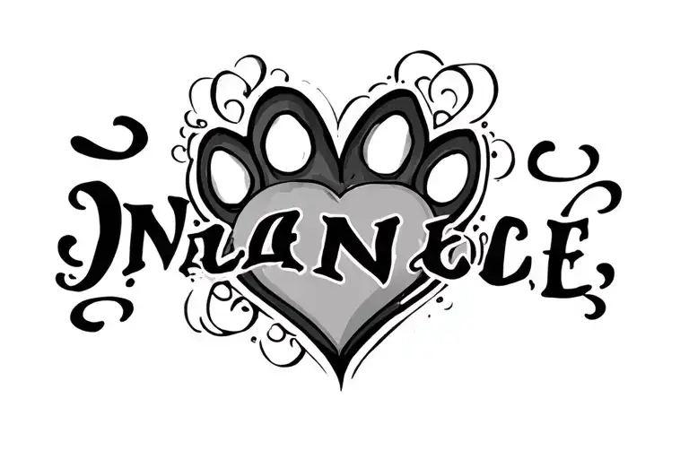 Name Written With A Paw And Heart Shape Surrounded