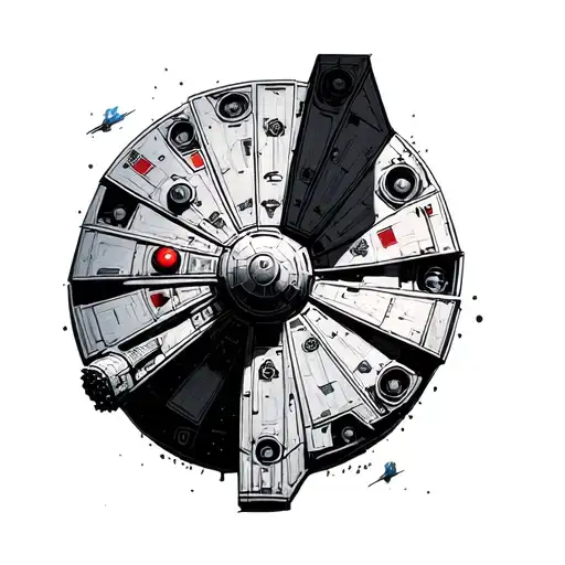 Millennium Falcon Ship Chasing Tie Fighter Ship