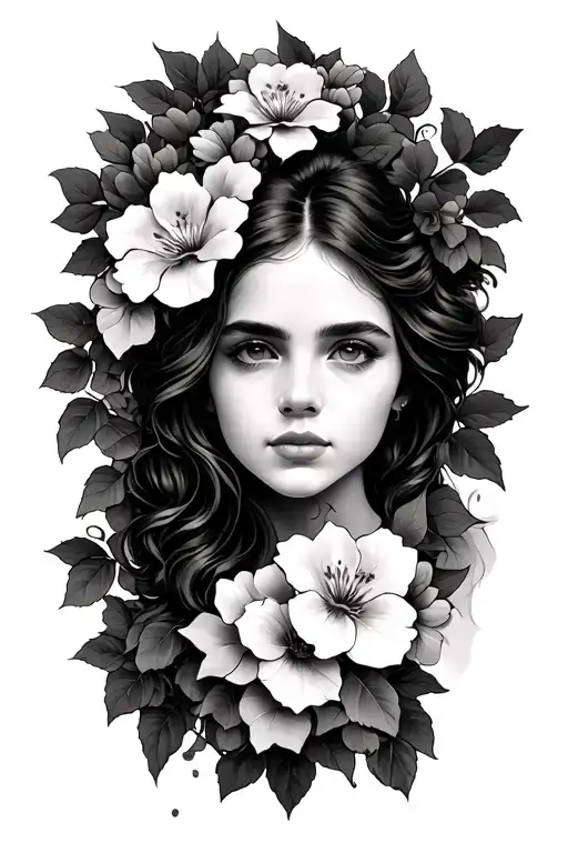 Ivy Rose Thron Wrapped Arm Sleeve Tattoo With Dogwood Flower Blooming