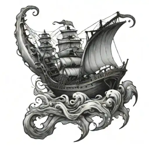 Kraken Attacking A Ship