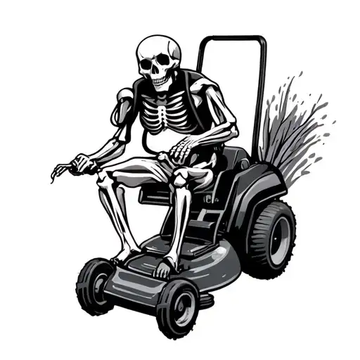 The Mower With Skeleton Skull