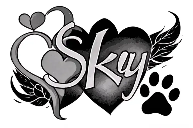 Name Sky With A Heart And A Paw Print