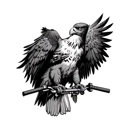 A Majestic Eagle Perched On A Motorcycle Handlebar