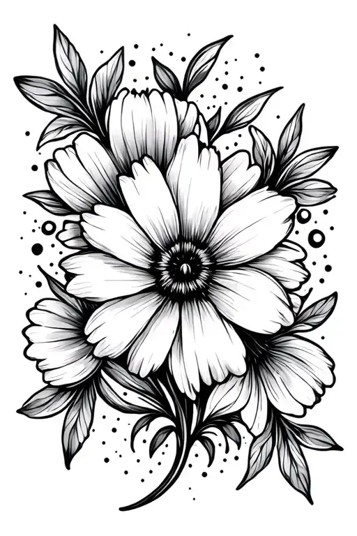 Flowers With Straight Lines And Dots