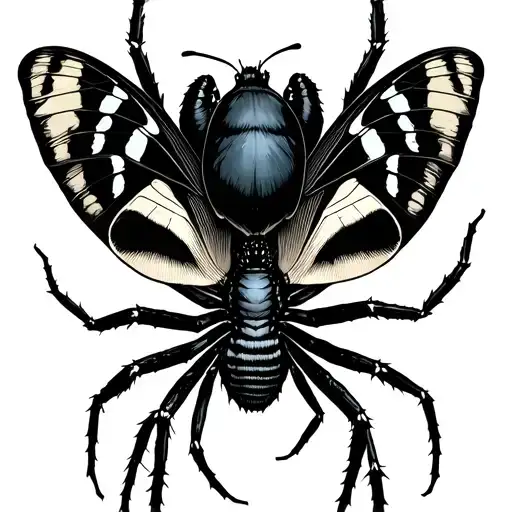 Plachette With Black Widowspider And Deathshead Moth