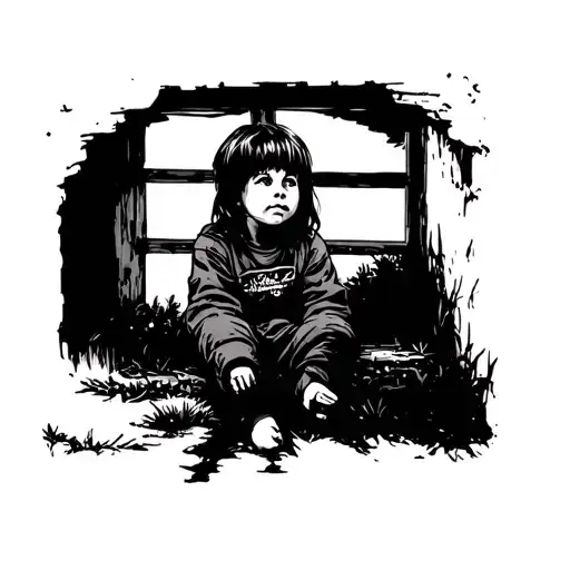 A Child Sitting Out A Window